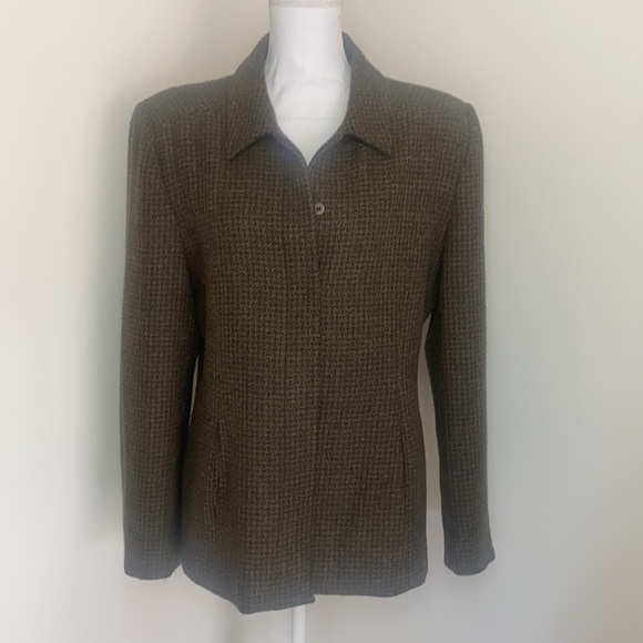 Vintage Barry Bricken Brown Plaid Wool Blazer 16 Plus Button Up Classic Preppy - Picture 4 of 14